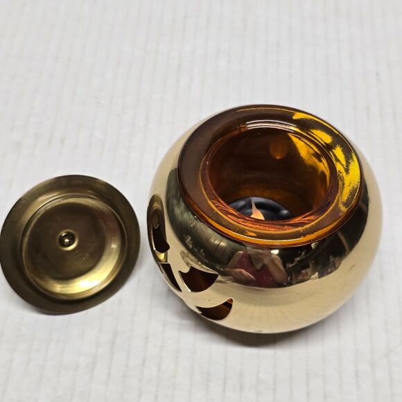 Brass Jack-O-Lantern Pumpkin Votive Lantern Candle Holder Halloween - Picture 3 of 8